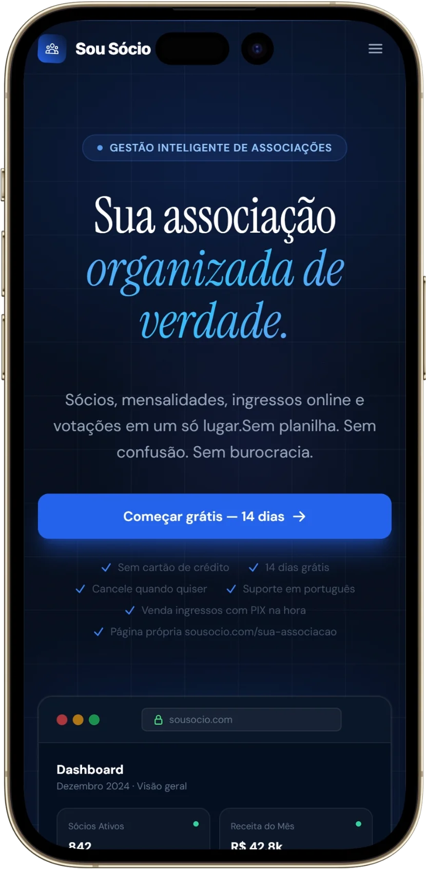 Prévia do projeto SouSócio App